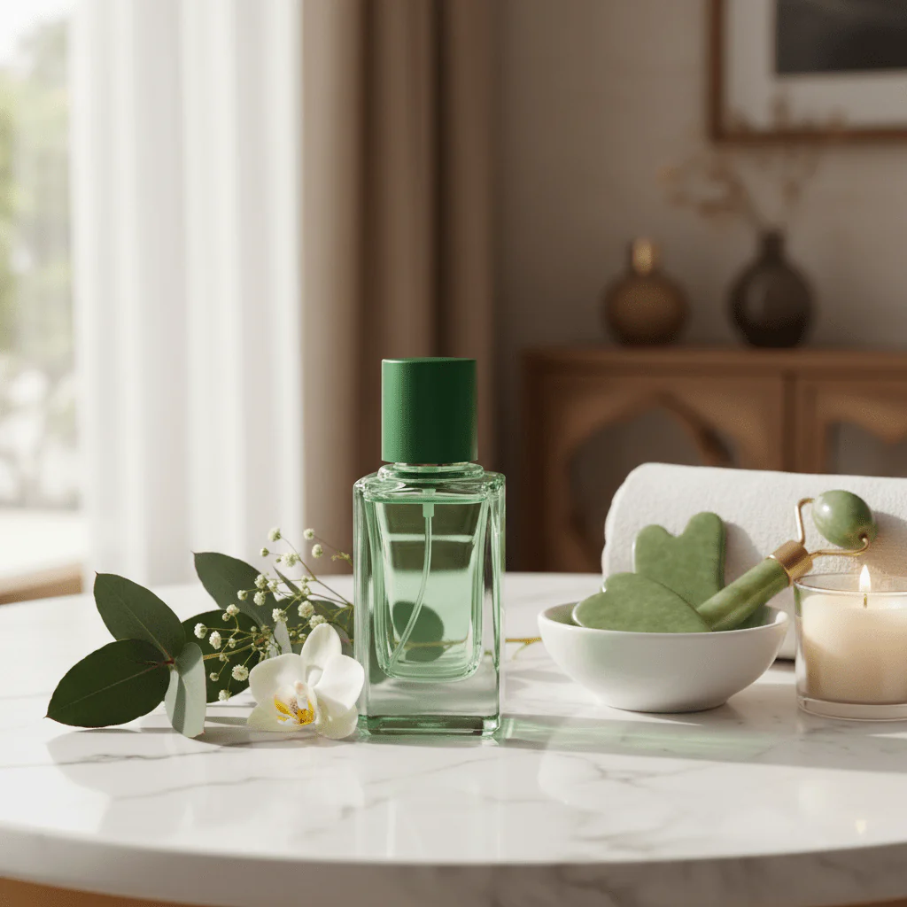 AKDC light tinted green 30ml glass perfume bottle aesthetic refillable fragrance container modern gift item - Image 2
