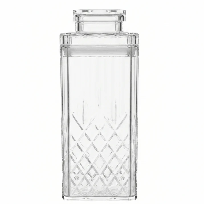 AKDC Luxury Diamond Cut Acrylic Storage Jar with Lid for Dry Food, Snacks & Kitchen Use 18 × 9 cm