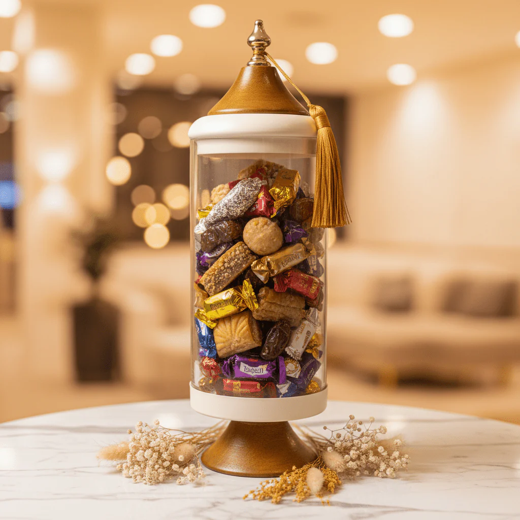 AKDC Luxury Footed Glass Candy Jar with Decorative Tassel Lid | 20×10 cm - Image 2