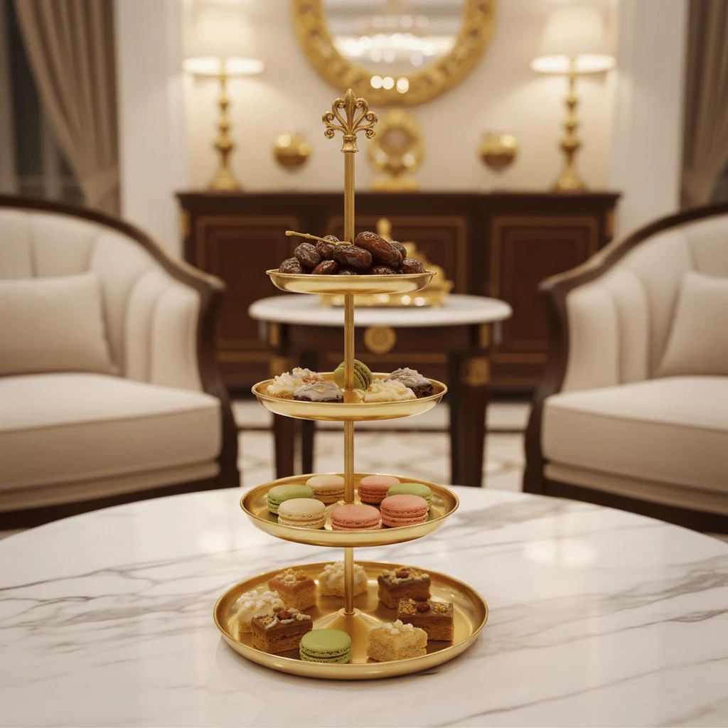 AKDC Luxury Gold 4 Tier Dessert Stand Premium Display Rack for Cakes Cupcakes and Events 62 cm - Image 2