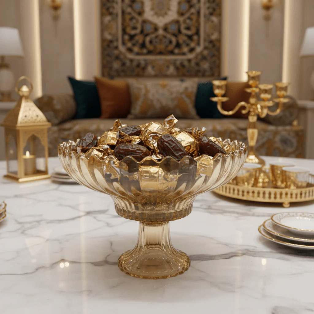 AKDC Luxury Gold-Tinted Glass Footed Candy Bowl with Elegant Round Design for Premium Table Serving – 20×15 cm - Image 2