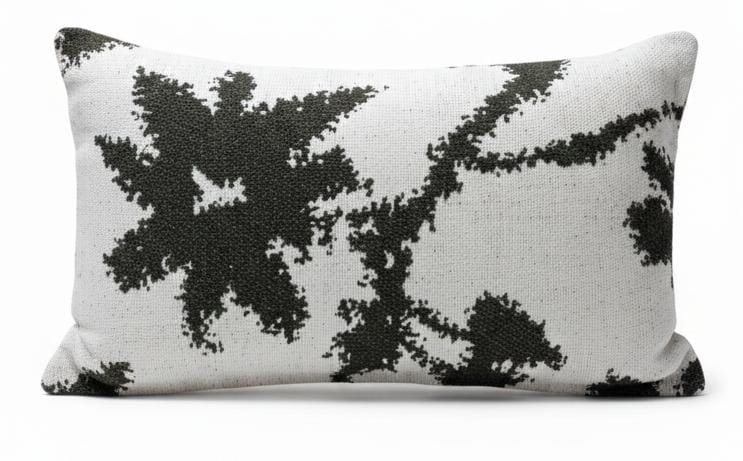AKDC Luxury Monochrome Abstract Design Lumbar Throw Pillow Cushion – Black & White Cotton Fabric, 30×50 cm