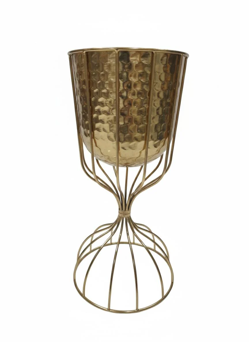 AKDC Luxury Rose Gold Metal Vase – 38 cm Premium Decorative Piece