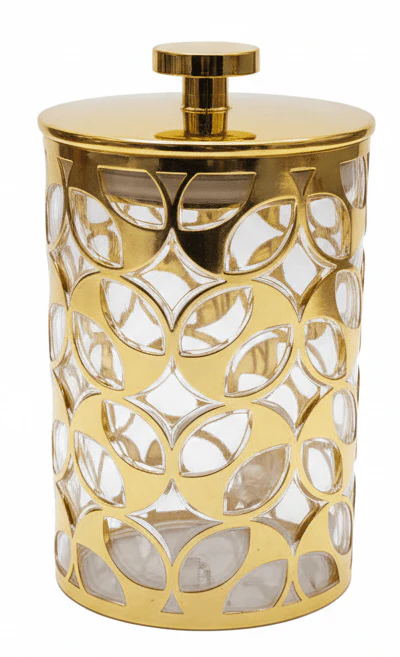 AKDC Luxury Round Airtight Acrylic Storage Canister with Transparent Body & Elegant Golden Design Lid – Kitchen Storage Jar, 800 ml