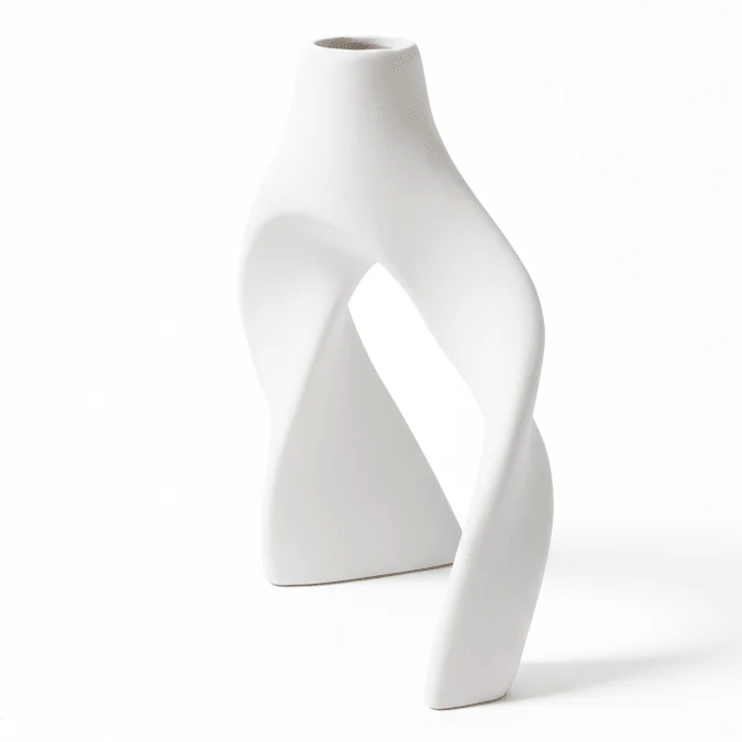 AKDC Luxury Statement Ceramic Decorative Vase – White Sculpted Artistic Design for Modern Interiors, 18 × 15 cm - Image 2