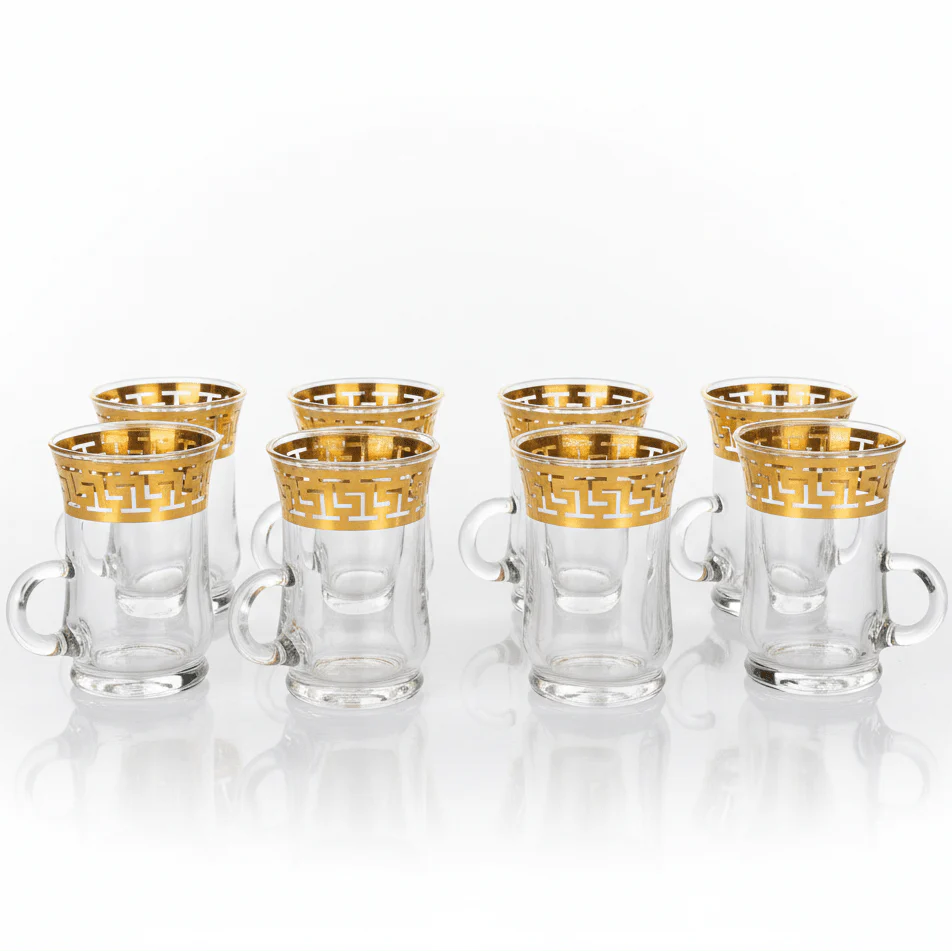 AKDC Luxury Tea Glass Set of Six Pieces with Elegant Gold Detailing 100 ml