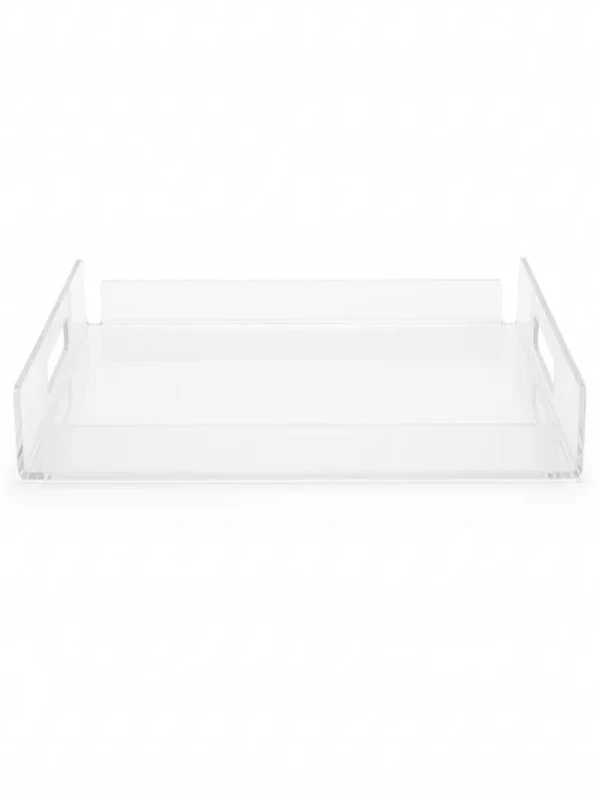AKDC Matte Transparent Acrylic Multipurpose Serving Tray – 37 × 23 cm Modern Non-Slip Table Organizer Tray