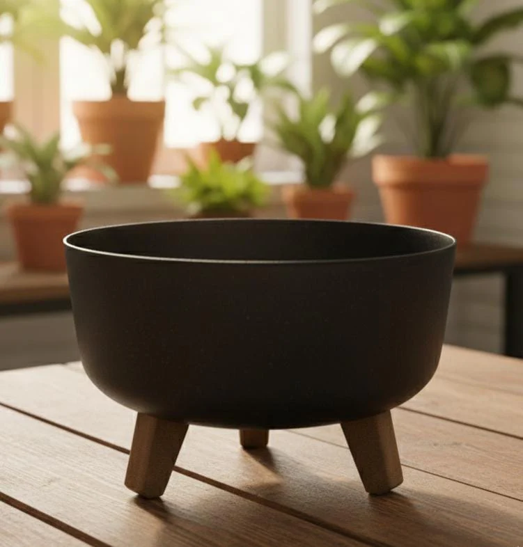 AKDC Medium Black Plastic Plant Pot – Deep Oval Planter – 29×18 cm - Image 2