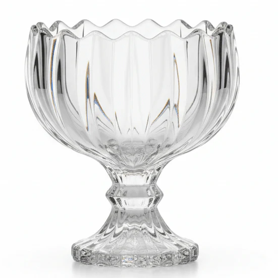 AKDC Medium Footed Glass Candy Bowl – Versatile Elevated Bowl for Snacks, Sweets & Dry Fruits 16×13 cm