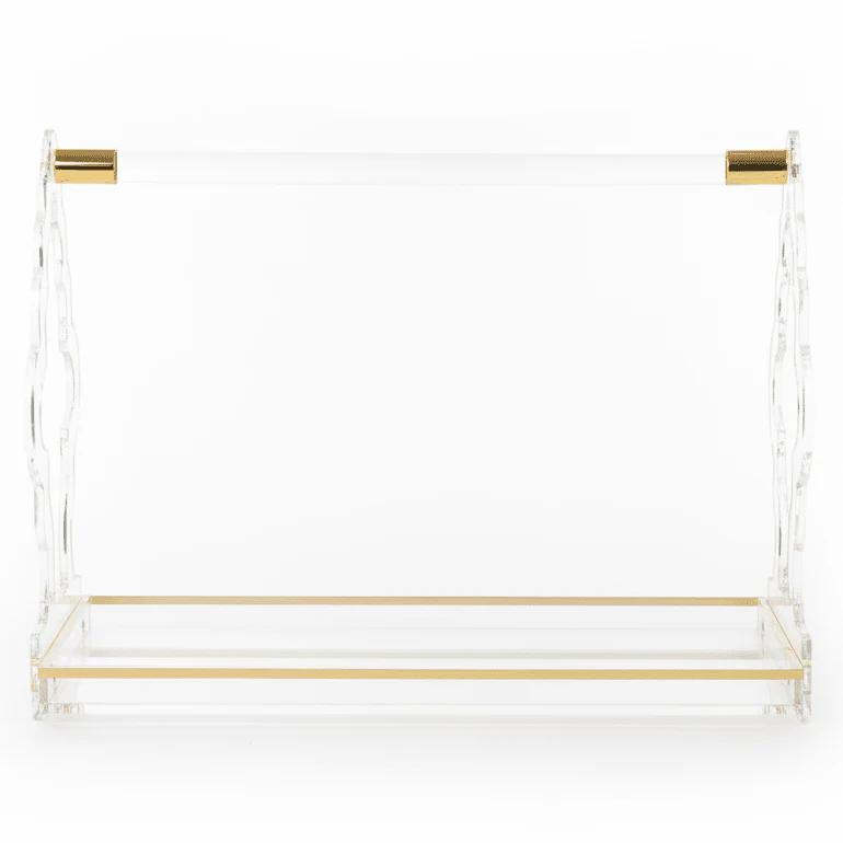 AKDC Medium Rectangular Acrylic Tray Durable Clear Serving Tray for Food and Beverage Service 41 x 21 cm