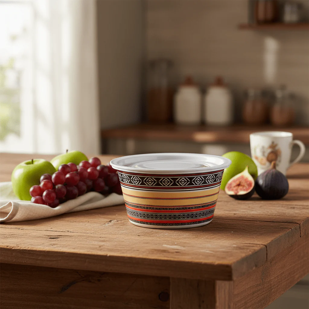 AKDC Melamine Bowl with Lid – Modern Unique Style, Durable Multi-Purpose Food Serving Bowl (16 × 8.5 cm) - Image 2