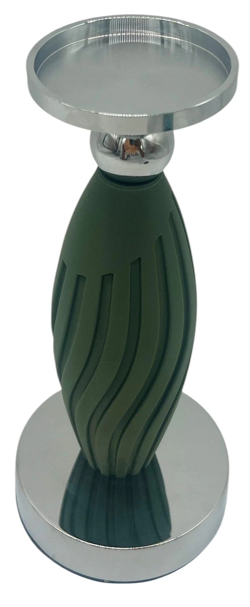 AKDC Metal and Plastic Candle Holder 23cm*10cm, Green/Silver - Image 2