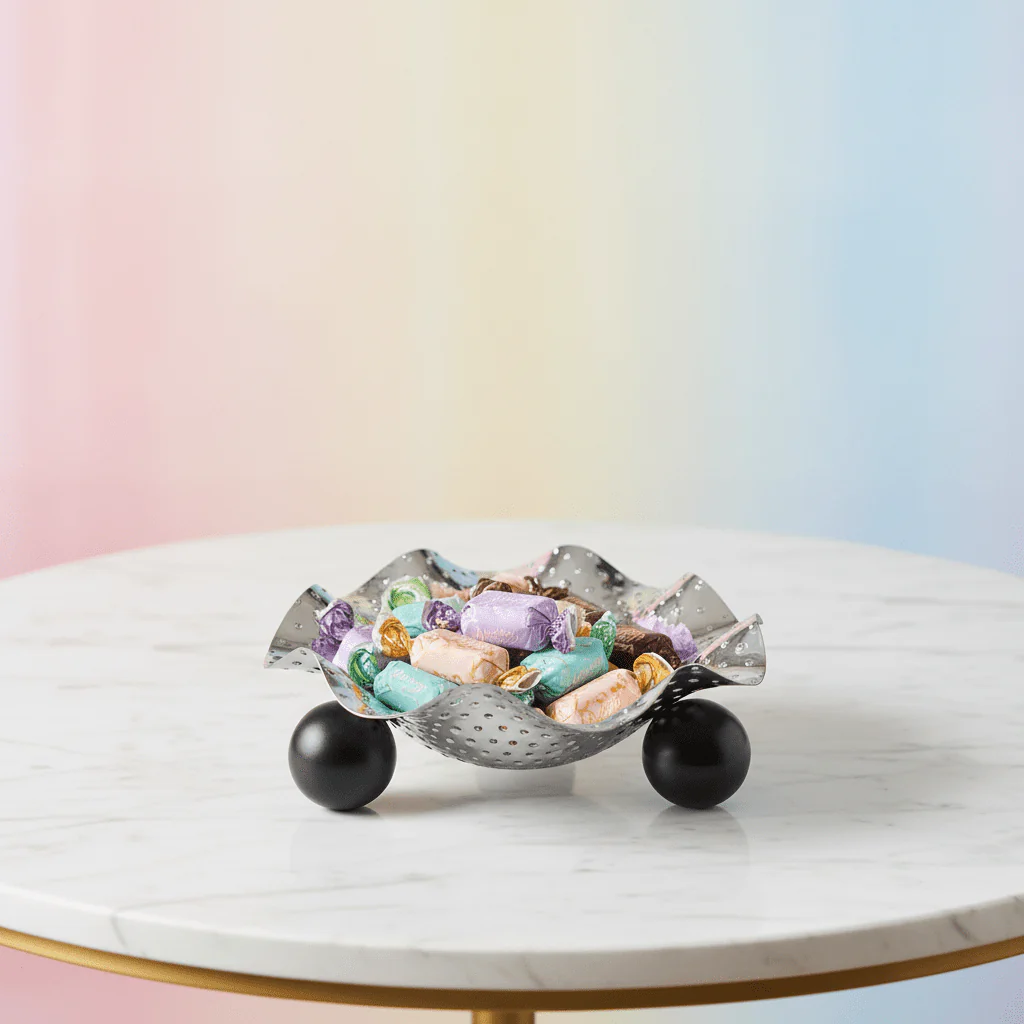 AKDC metal ball footed candy bowl decorative serving bowl elegant table display dish 15cm - Image 2