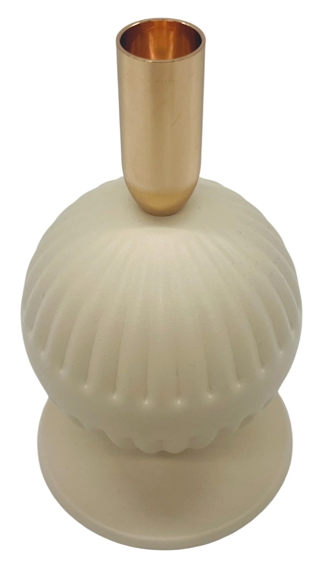 AKDC Metal Ball Shaped Candle Holder 18cm*10cm, Ivory/Gold - Image 2