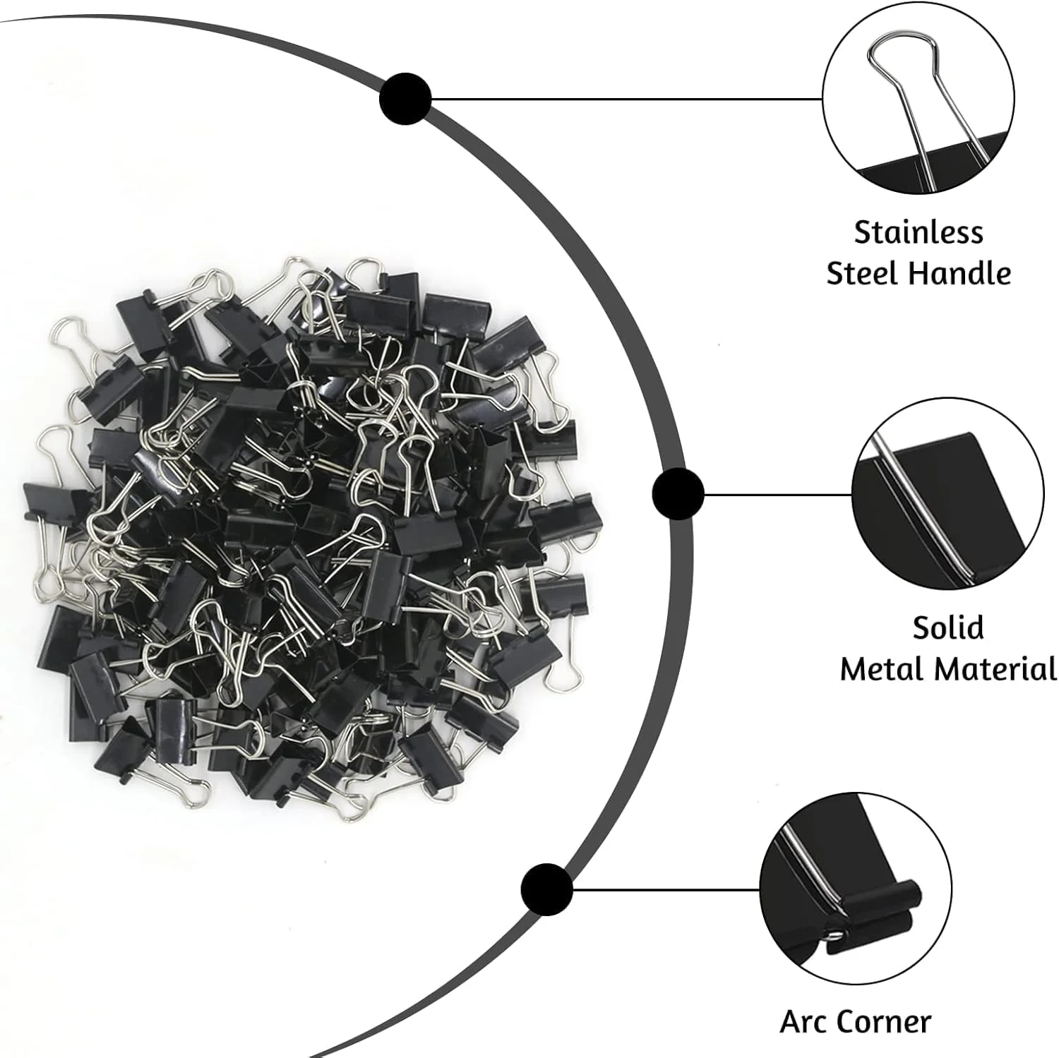 AKDC Metal Binder Clips High Quality Steel Strong Clamping Force 19mm Set Of 40pcs - Image 5