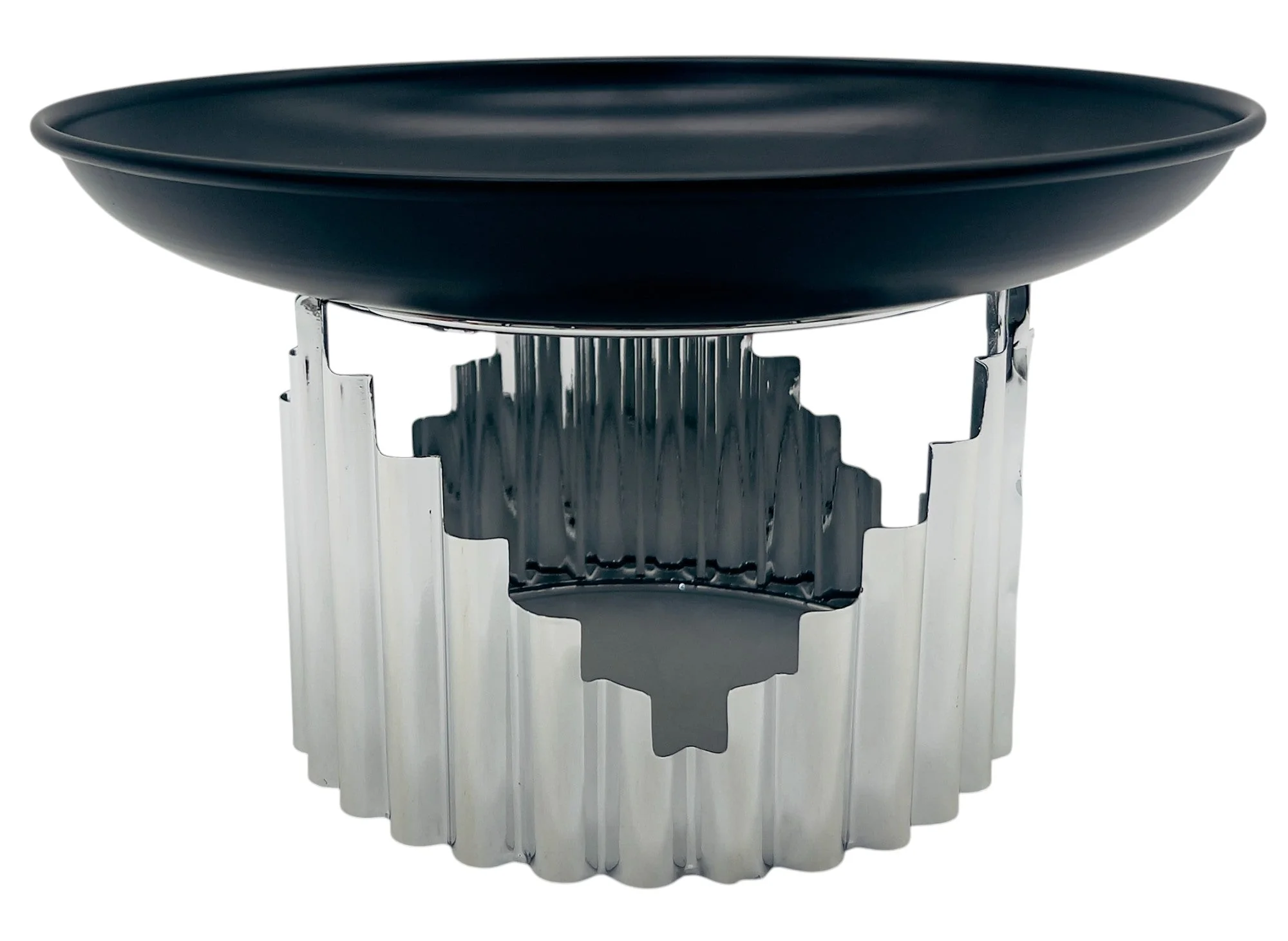 AKDC Metal Footed Cake Tray 25cm*13cm, Black Tray with Silver Foot