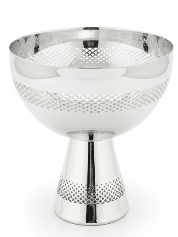 AKDC Metal Fruit & Candy Bowl – Modern Silver Finish, Stylish Tabletop Serving Bowl, 17 × 21 cm