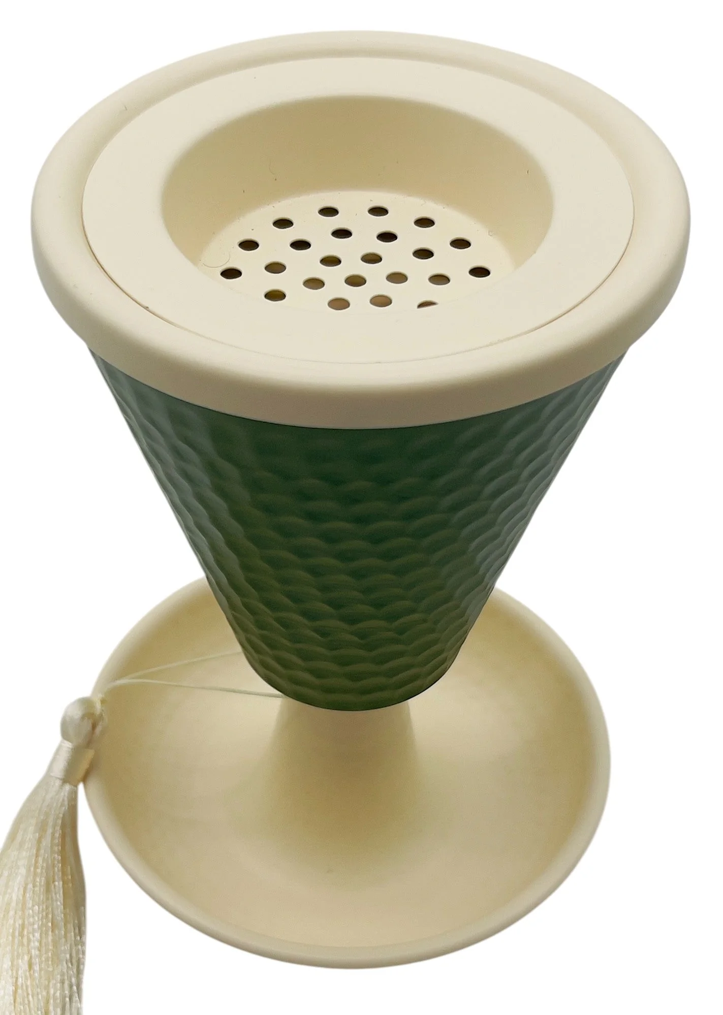 AKDC Metal Incense Burner 12cm*17cm, Ivory/Green - Image 3