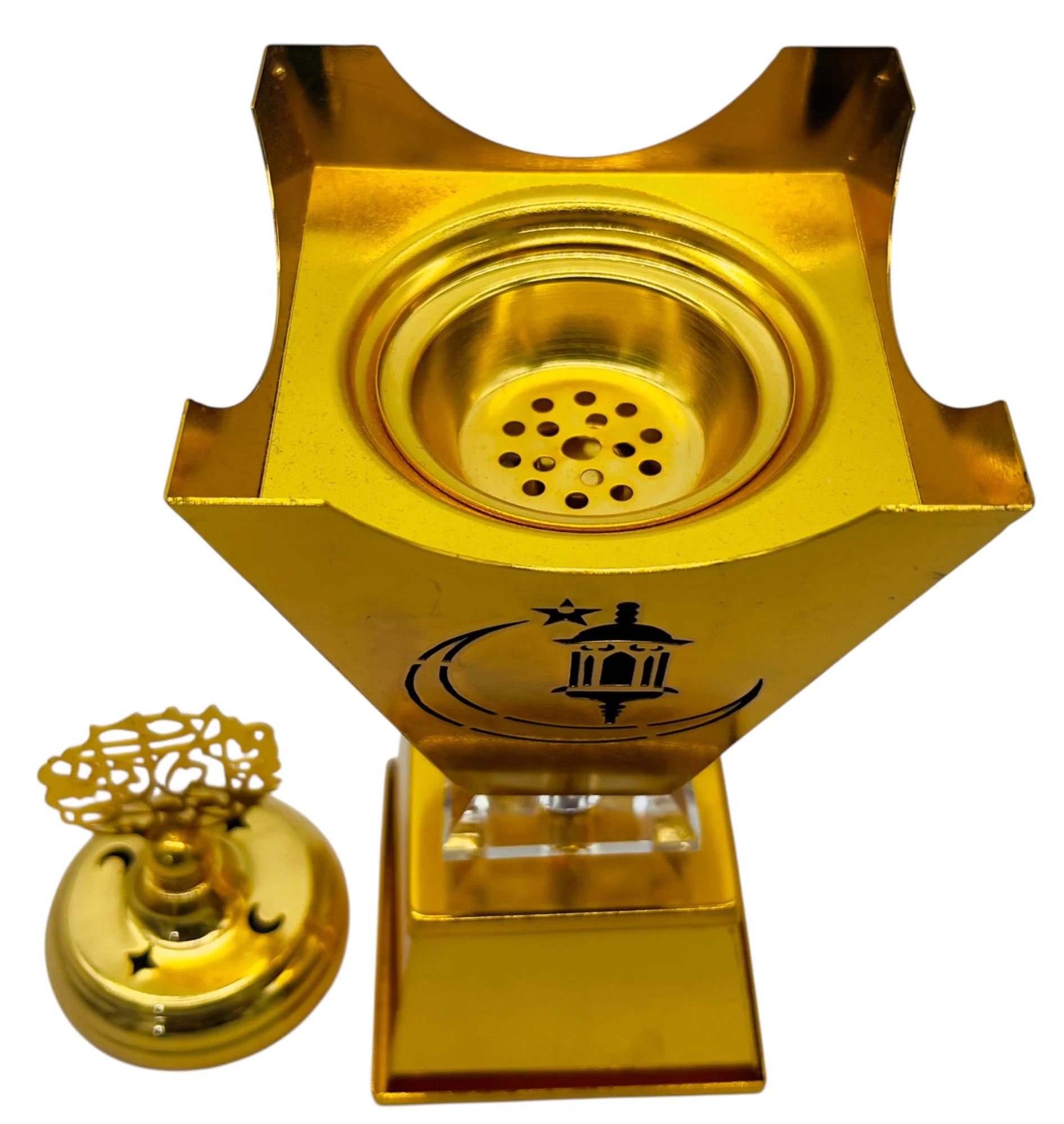 AKDC Metal Incense Burner 25cm*10cm, Gold- NF34958P - Image 2