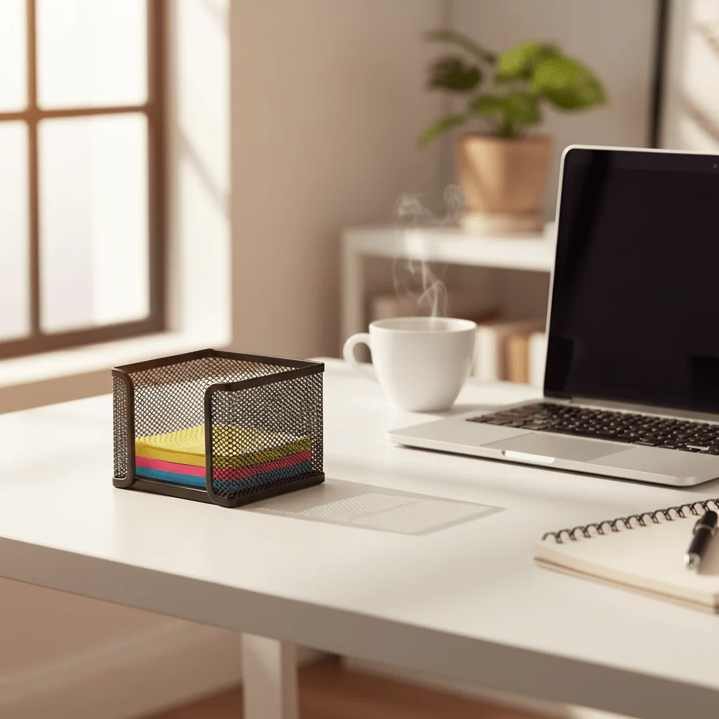AKDC Metal Mesh Memo & Desk Organiser – Matte Black | 8cm - Image 2