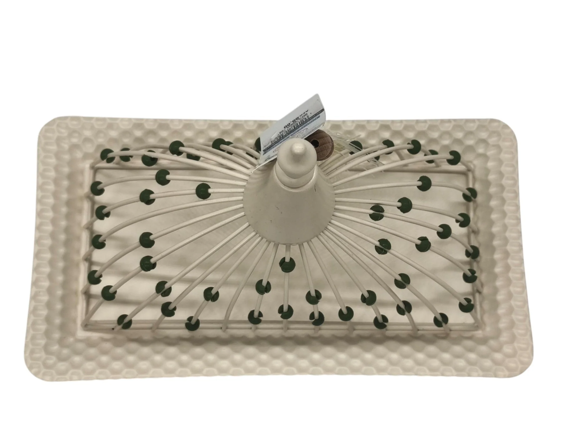 AKDC Metal Rectangular Tray with Lid 38cm*16cm*24cm, White with Green Beads - Image 2