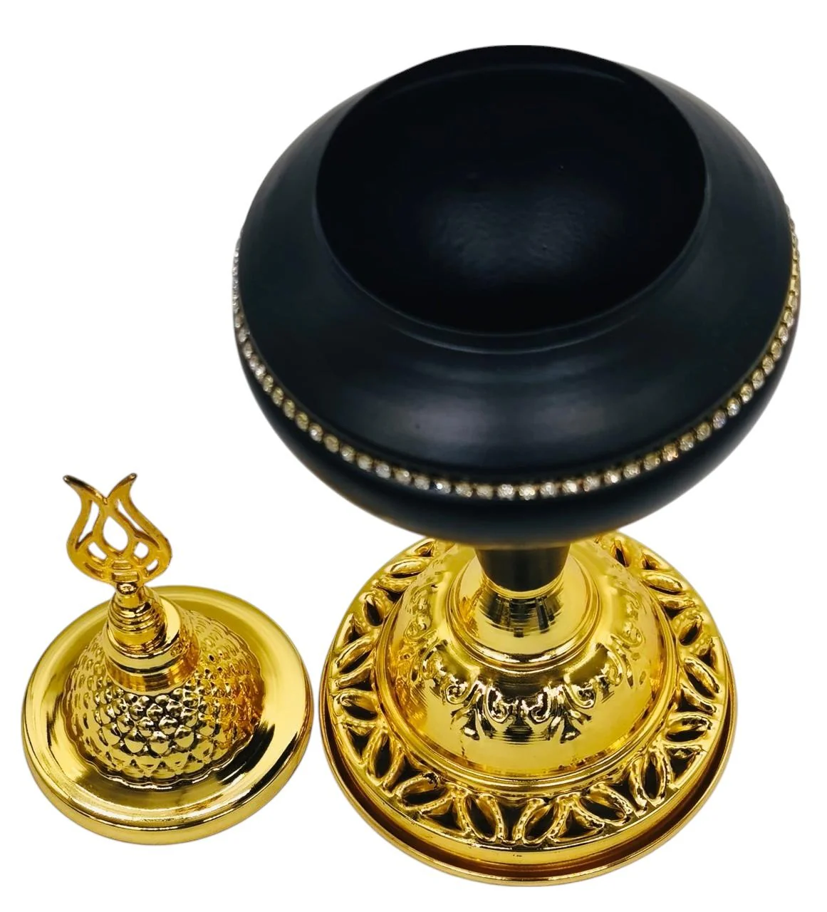AKDC Metal Sugar Pot 28cm*7cm, Black/Gold - Image 3