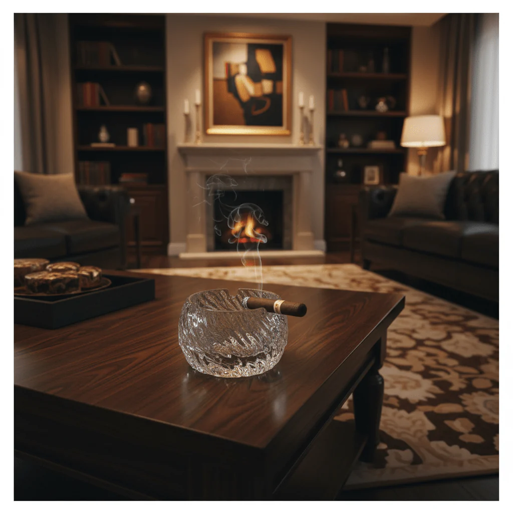 AKDC Mini Round Glass Ashtray with Artistic Design – Small Size Durable Glass Ashtray for Personal Use (8.5 cm) - Image 2