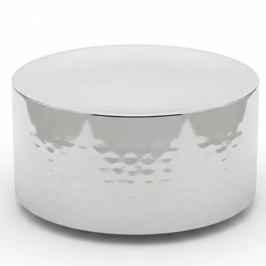 AKDC Minimalist Round Stainless Steel Cake Stand – Modern Dessert Display for Parties – 20 × 10 cm