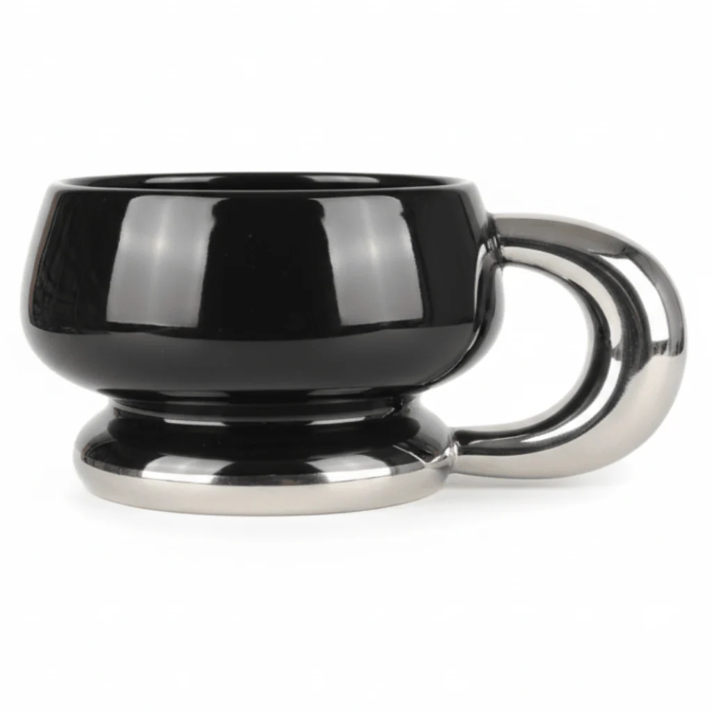 AKDC Minimalist Style Ceramic Mug 400 ml – Premium Silver and Black Solid Color Design Mug for Office, Home and Gifting