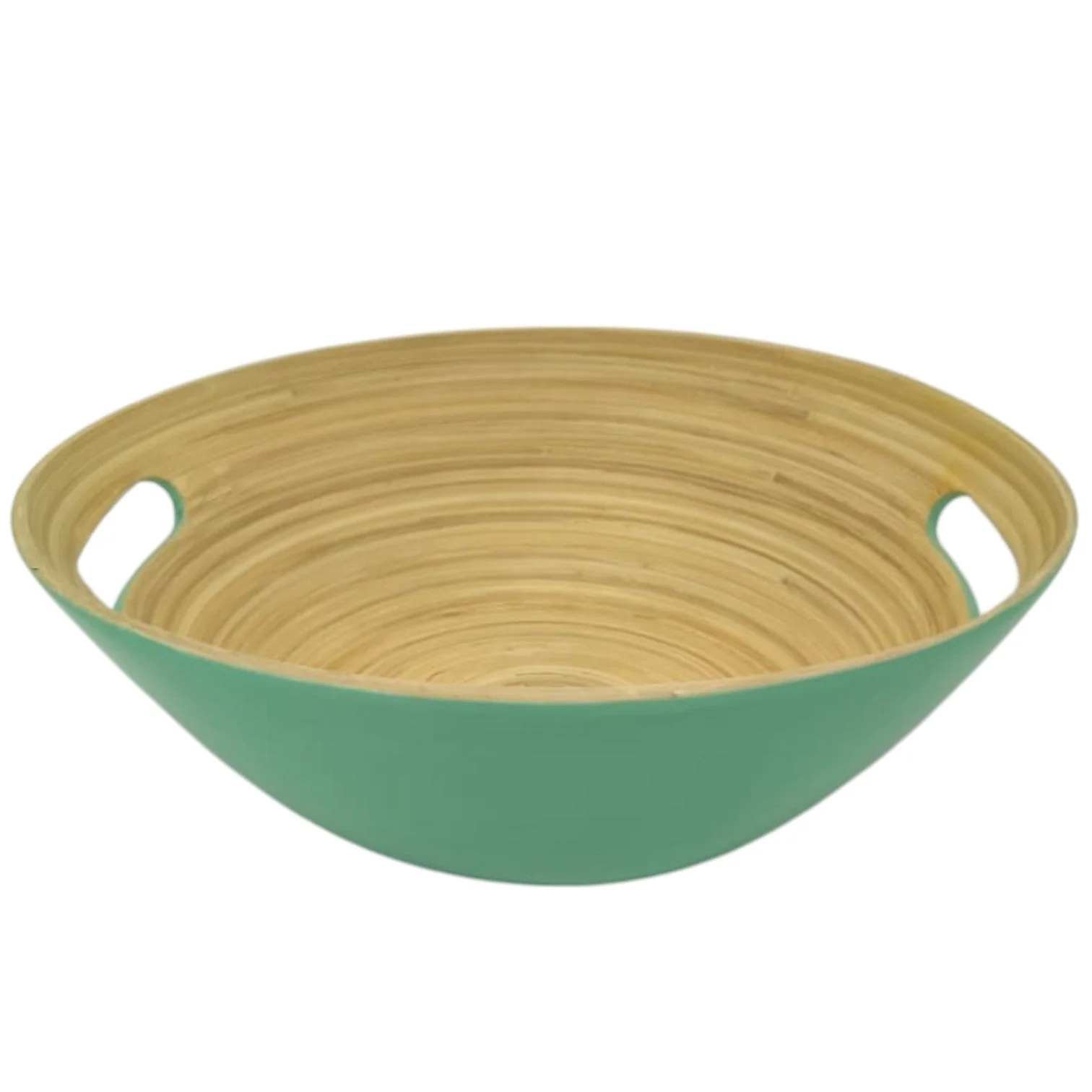 AKDC Modern Bamboo Oval Shape Serving Bowl With Handle-29cmX25cmX10cm-Green&Bamboo