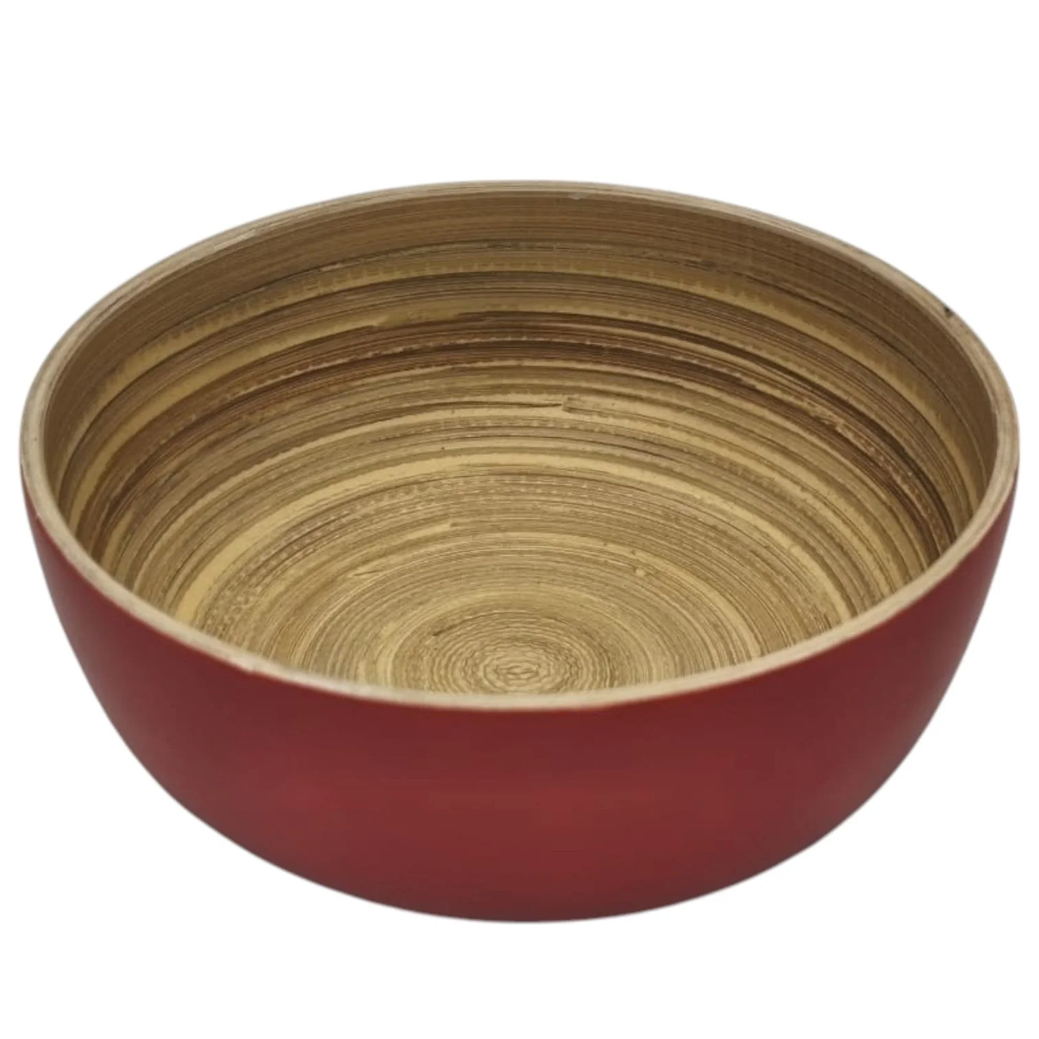 AKDC Modern Bamboo Round Serving Bowl-15cmX6cm-Red&Bamboo - Image 2
