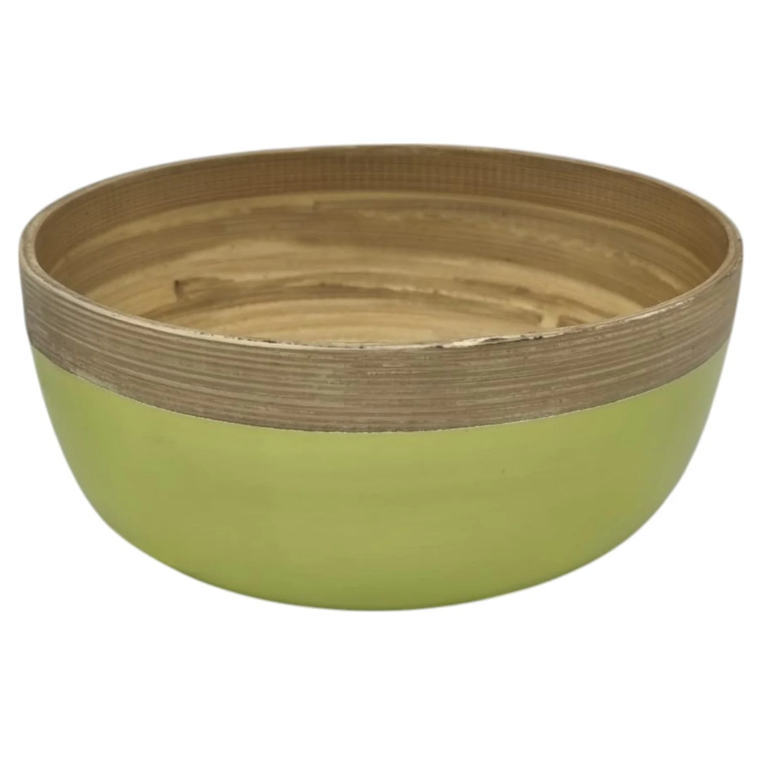 AKDC Modern Bamboo Round Serving Bowl-18cmX8cm-LightGreen&Bamboo