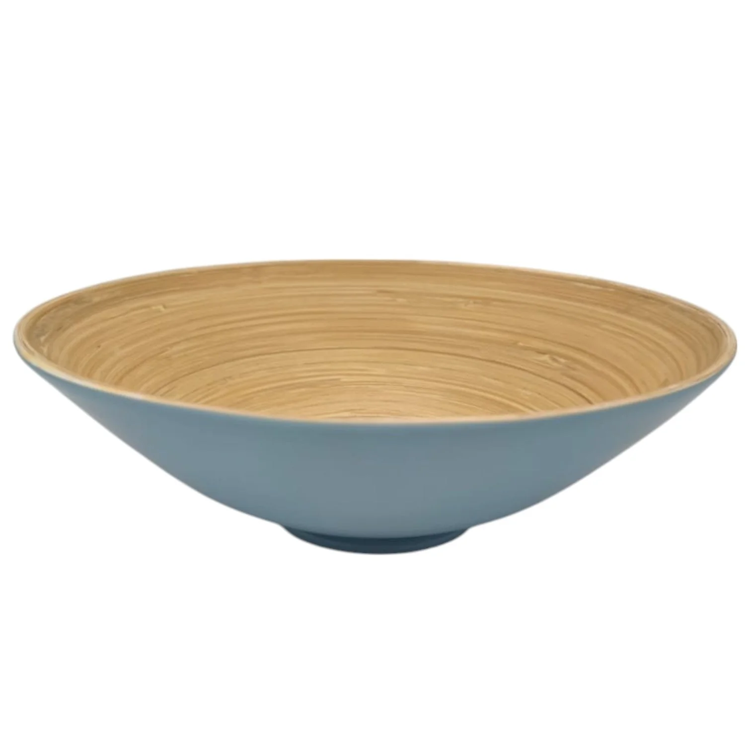 AKDC Modern Bamboo Round Serving Bowl-30cmX10cm-Blue&Bamboo - Image 2