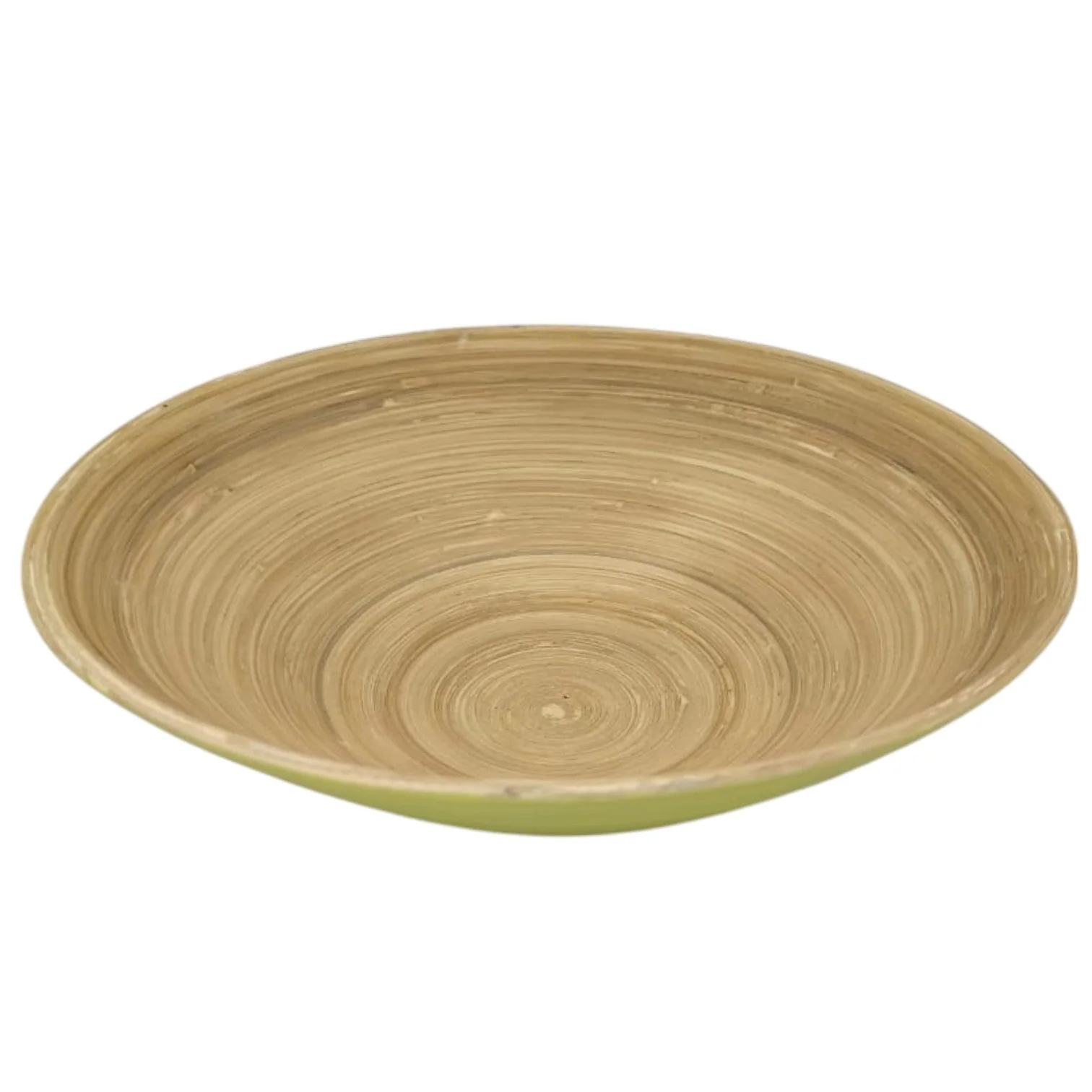 AKDC Modern Bamboo Round Serving Bowl-30cmX10cm-LightGreen&Bamboo - Image 2