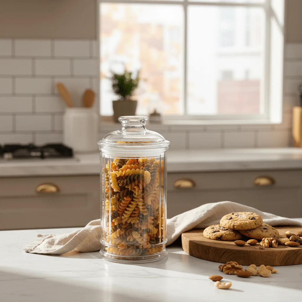 AKDC Modern Elegant Clear Acrylic Storage Canister with Secure Lid for Kitchen Organization 17 × 10 cm - Image 2