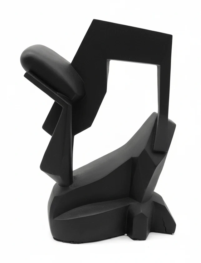 AKDC Modern Polyresin Unique Abstract Decorative Showpiece – Luxury Statement Home Accent Sculpture, Black, 26 cm
