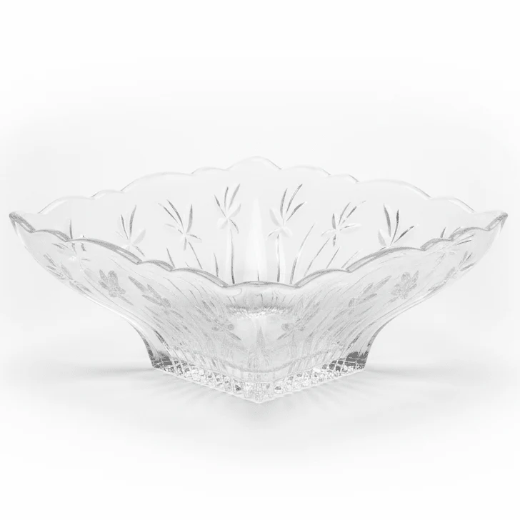 AKDC Modern Square Clear Acrylic Fruit Serving Plate for Desserts, Snacks and Table Presentation – Sleek Contemporary Design 25 cm