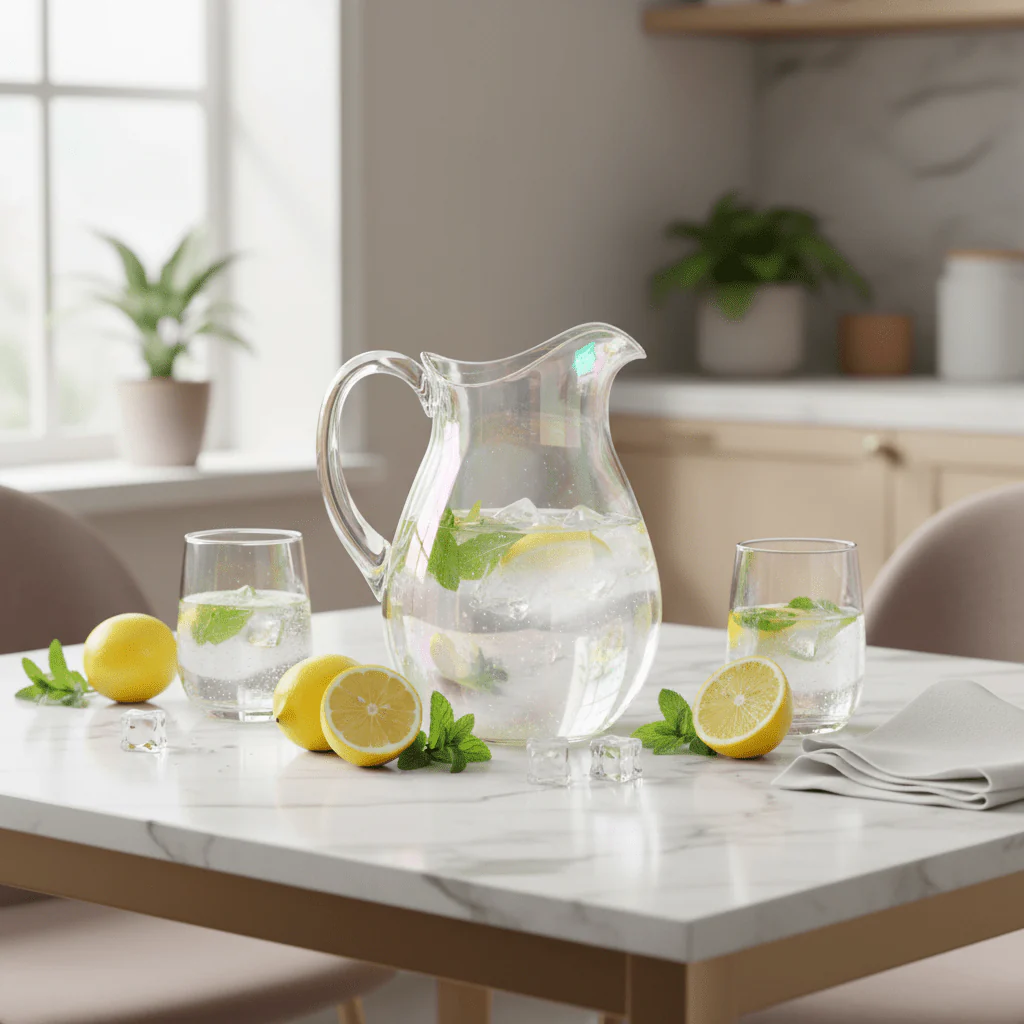 AKDC Modern Transparent Acrylic Water Jug Durable Lightweight Drink Pitcher for Home Kitchen and Dining 20 × 12.5 cm - Image 2