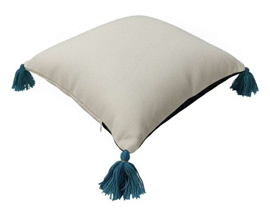 AKDC Multicolor Designer Square Cushion with Beige, Brown & Blue Accents – Cotton Fabric, 45×45 cm - Image 2