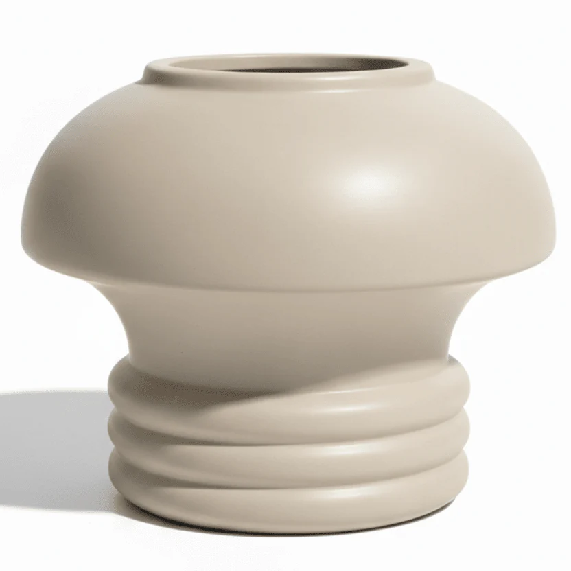 AKDC Mushroom-Inspired Ceramic Decorative Flower Vase – Beige Modern Sculptural Design, 12 × 14 cm
