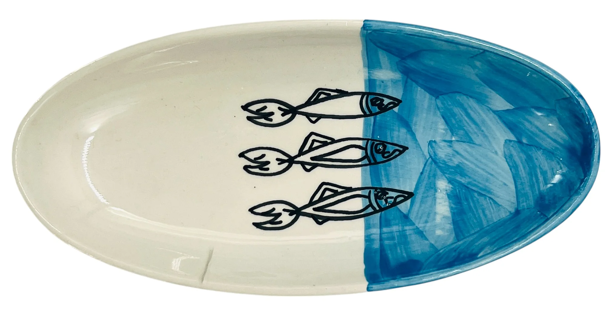 AKDC Oval Ceramic Plate 20cm*9.5cm*2.5cm, Sardine Blue - Image 3