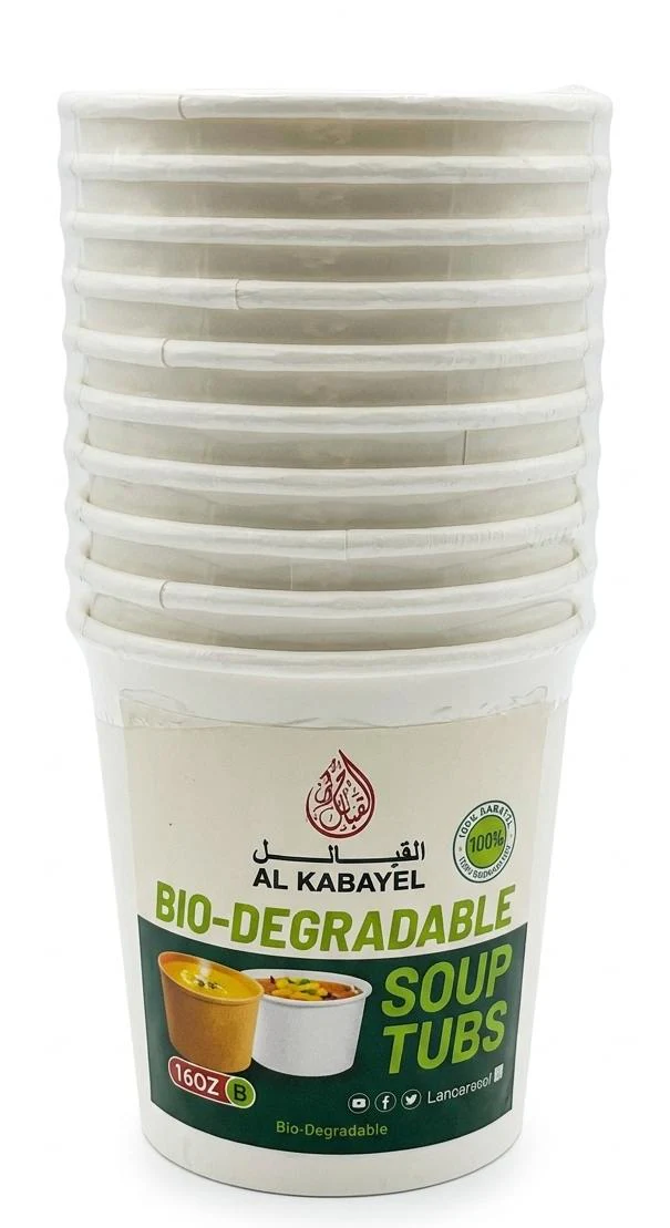 AKDC Disposable Paper Soup Tubs 16oz  – 10 Piece Set