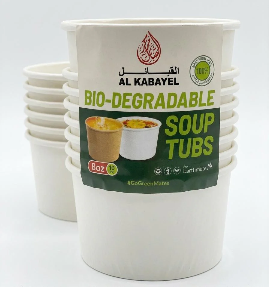 AKDC Disposable Paper Soup Tubs 8oz – 10 Piece Set