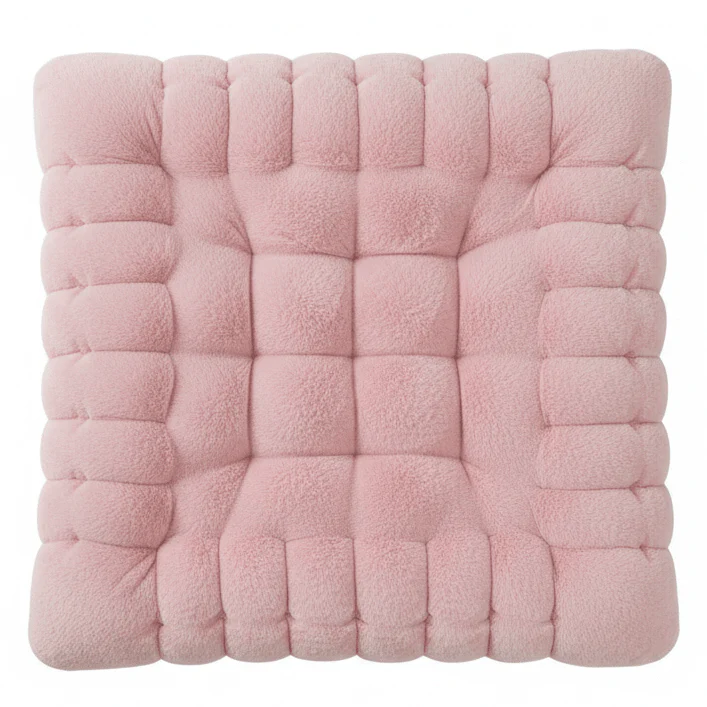 AKDC Pastel Pink Plush Square Chair Cushion Soft Comfortable Seat Pad for Bedroom Living Room and Dining Chairs 40 × 40 cm