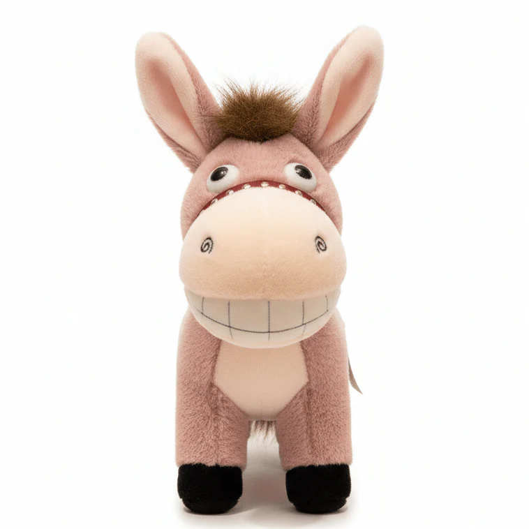 AKDC Pink Donkey Plush Toy 25cm Cute Stuffed Animal Toy Gift for Kids Girls