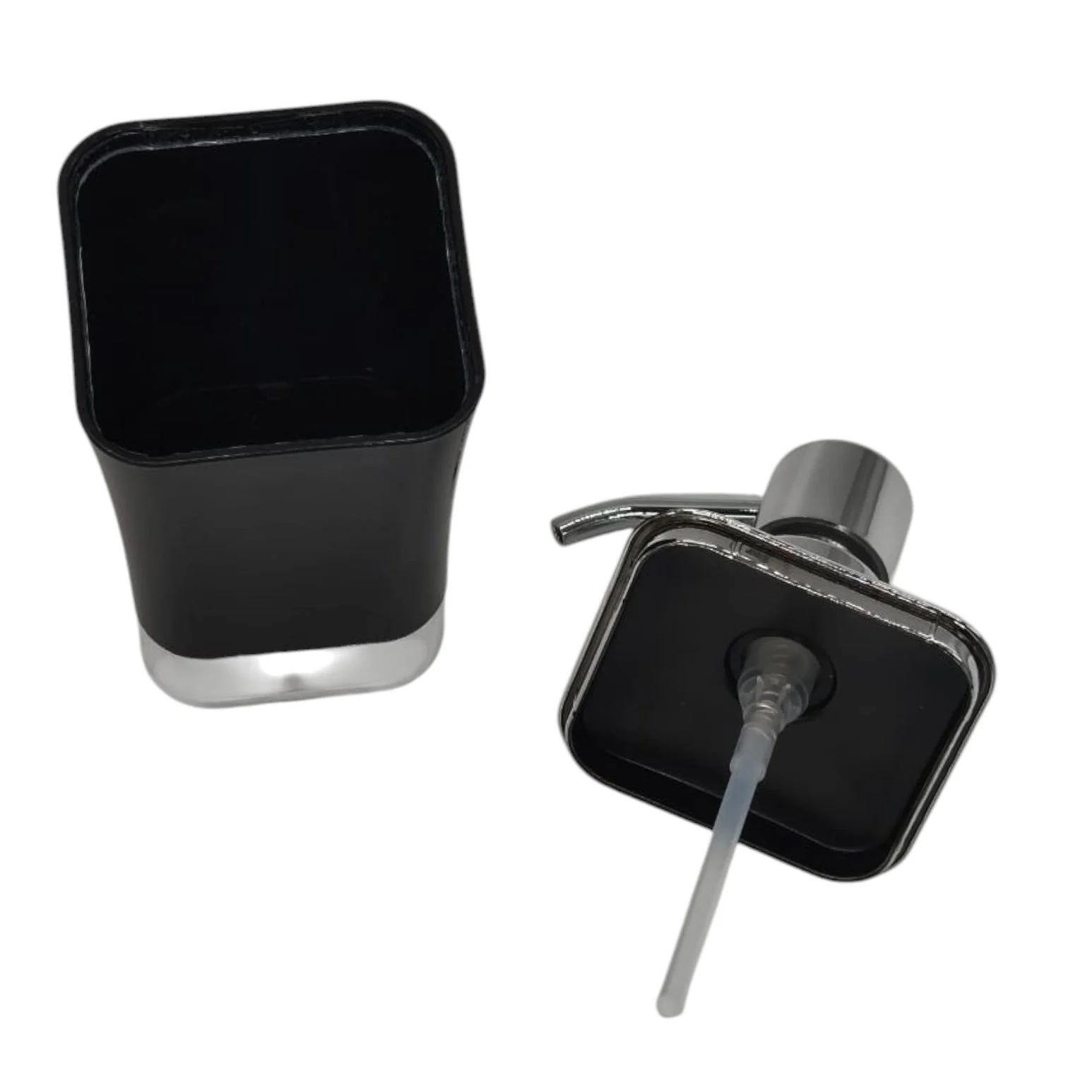 AKDC Plastic Liquid  Soap Dispenser for Bathroom & Kitchen Sink, Dish Soap Dispenser With Easy-to-Press Pump -300ML-Black&Silver - Image 3