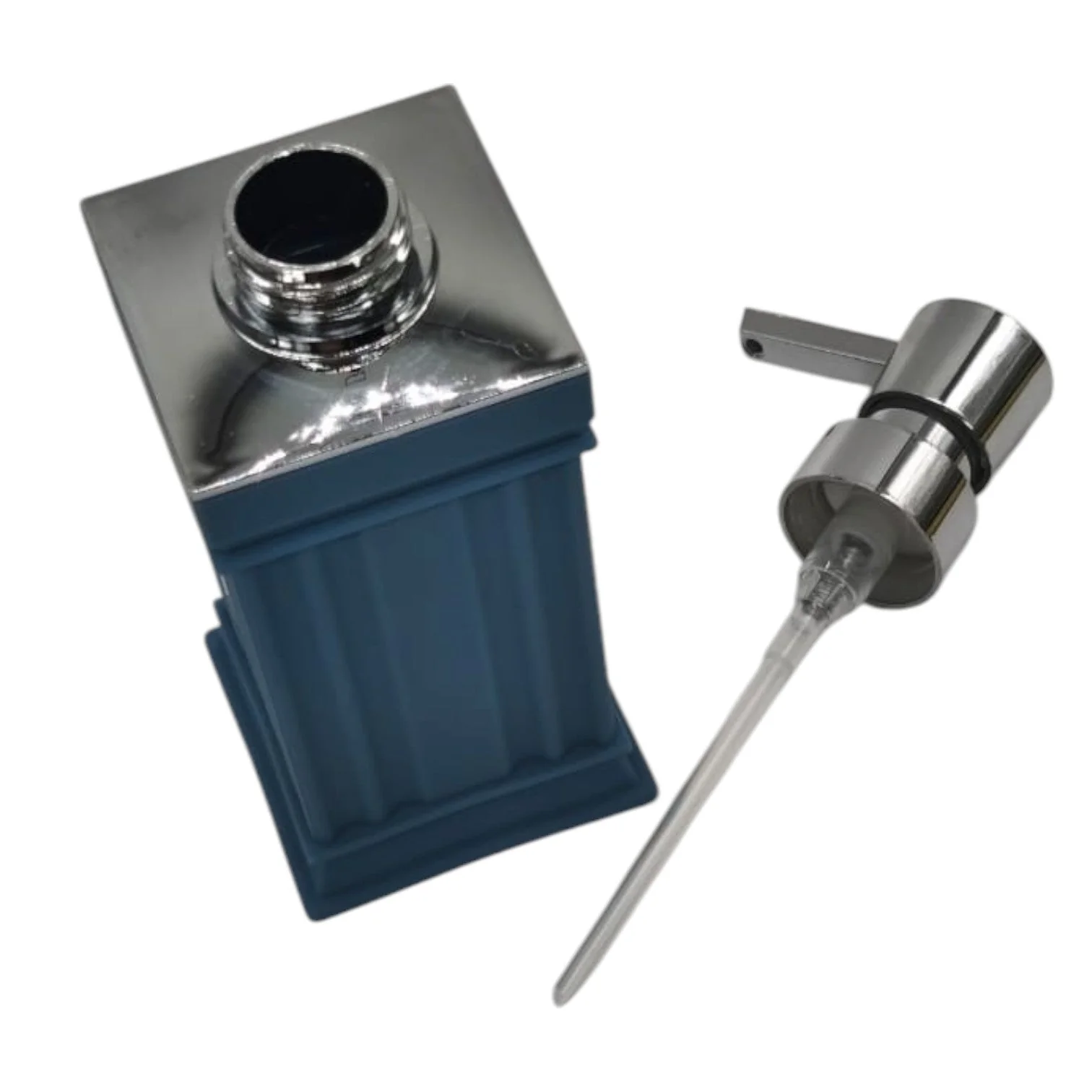 AKDC Plastic Liquid  Soap Dispenser for Bathroom & Kitchen Sink, Dish Soap Dispenser With Easy-to-Press Pump -400ML-Blue&Silver - Image 3