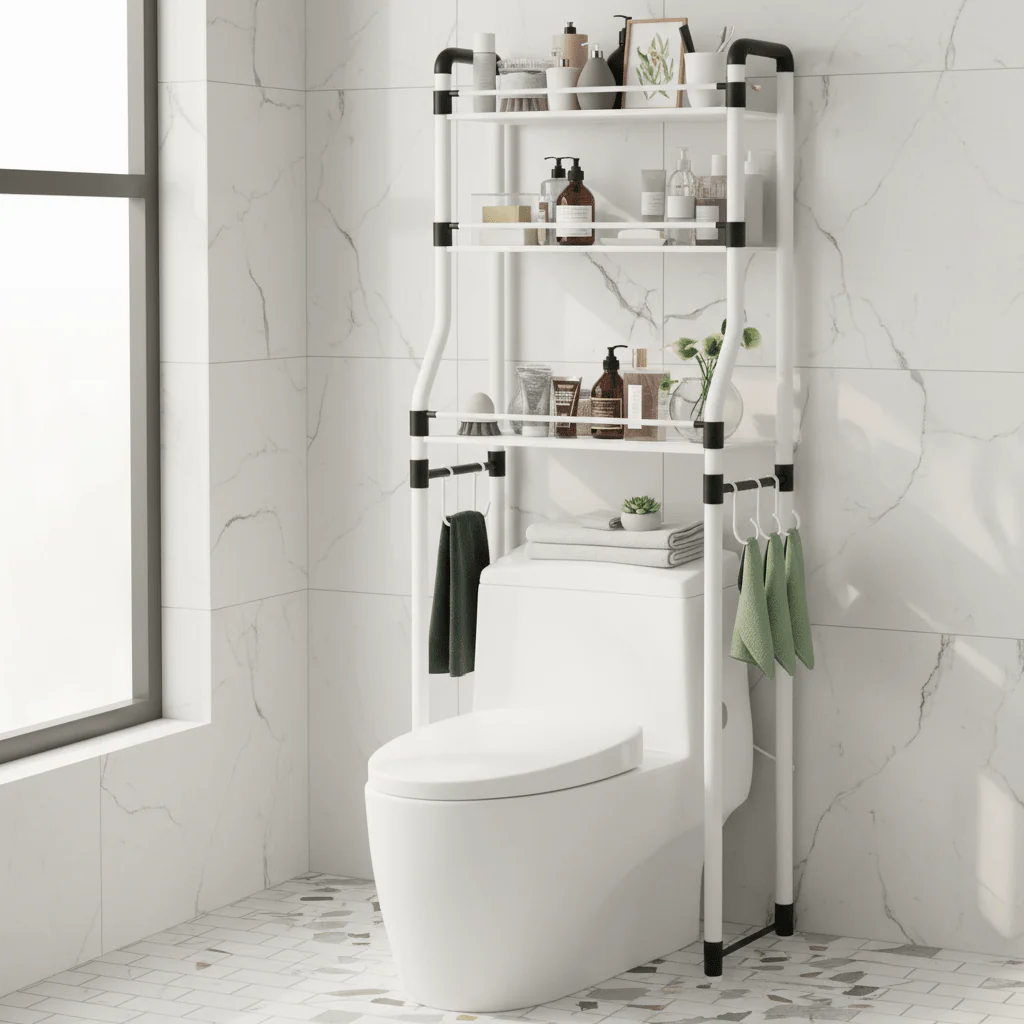 AKDC Toilet Rack 3-Tier Over-Toilet Storage Shelf Carbon Steel 155cm – Assorted Colors - Image 2