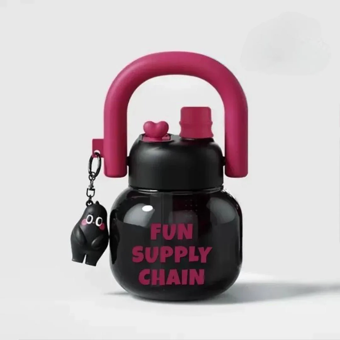 AKDC Plastic Water Bottle 800ml, Fashionable Forest Pot, Black-Rose