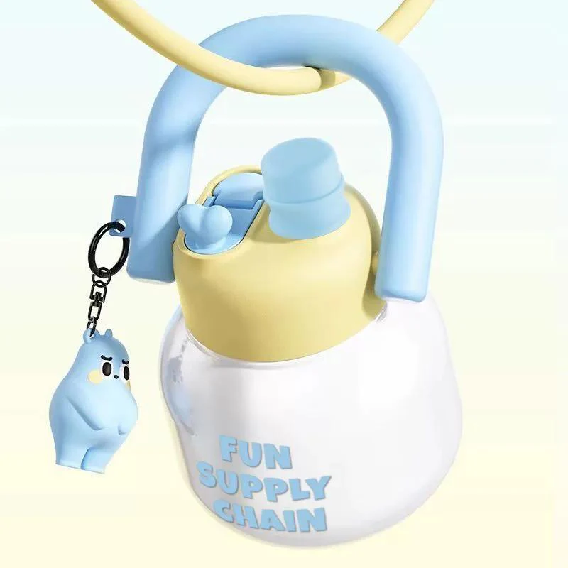 AKDC Plastic Water Bottle 800ml, Fashionable Forest Pot, Grey-Blue-Yellow - Image 2